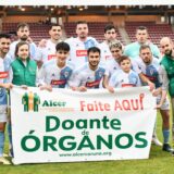 A SD Compostela, no partido contra o Langreo, apoiou a doazón de órganos da mano de Alcer Coruña